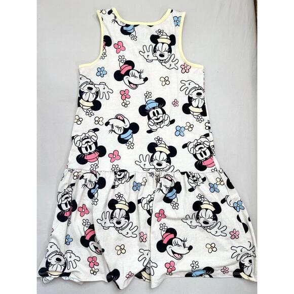 Disney Dress Girls Size Large 10/12 White Sleeveless Mickey Minnie Floral Print - Picture 8 of 9